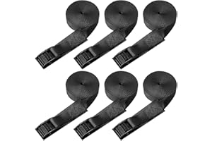 Haccoplanet Lashing Tie Down Straps with Buckles - 2200lbs Break Strength Adjustable Heavy Duty 1” x 16.5' Cam Buckle Straps with Protective Pad for Dirt Bike, Cargo, Kayak (16.5FT-6PK)