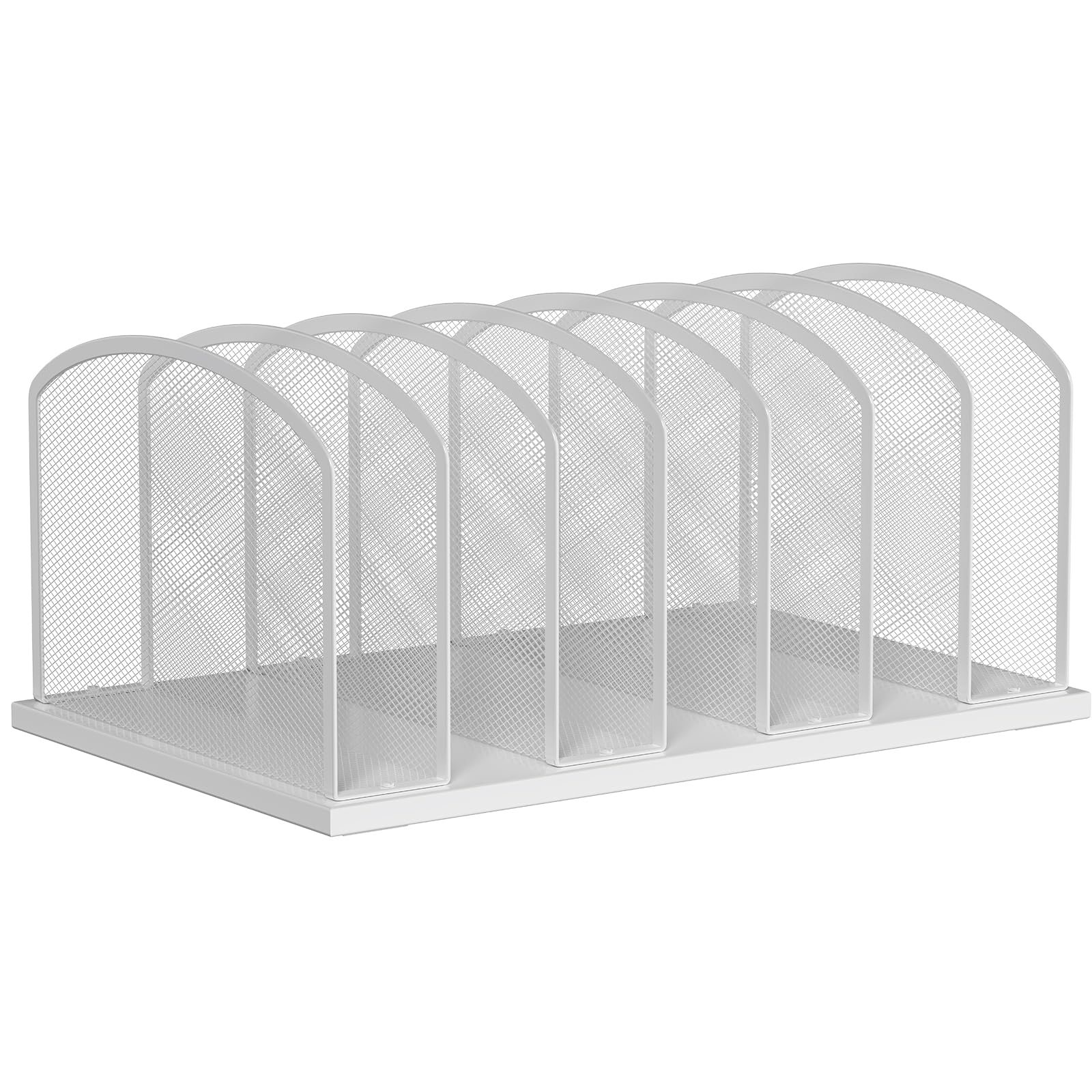 Photo 1 of MINDEPOT Desk File Organizer Vertical 7 Sections Mesh File Sorter Paper Storage Organizer for Desk, Office Organization File Holder Rack, White