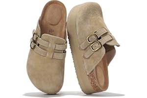 Project Cloud 100% Genuine Leather Clogs for Women - Wedge Womens Clogs Platform Sandals with Memory Foam Insole - Heeled Mules for Women 2025 (Stephi)