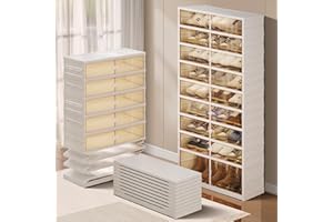CIMLORD 9 Tiers 27 Pairs Foldable Shoe Rack White