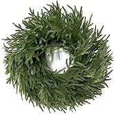 24 Inch Real Touch Norfolk Pine Wreath Christmas Wreaths for Front Door, Large Artificial Christmas Wreath Outdoor Greenery Wreaths for Wall Window Porch Farmhouse Indoor Outdoor Home Holiday Decor