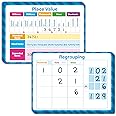8 Packs Place Value Whiteboards, Double Sided Dry Erase Card Writable and Erasable Math Learning White Board for Kids, Students, Classroom and Home (Each Measures 12” x 9”)