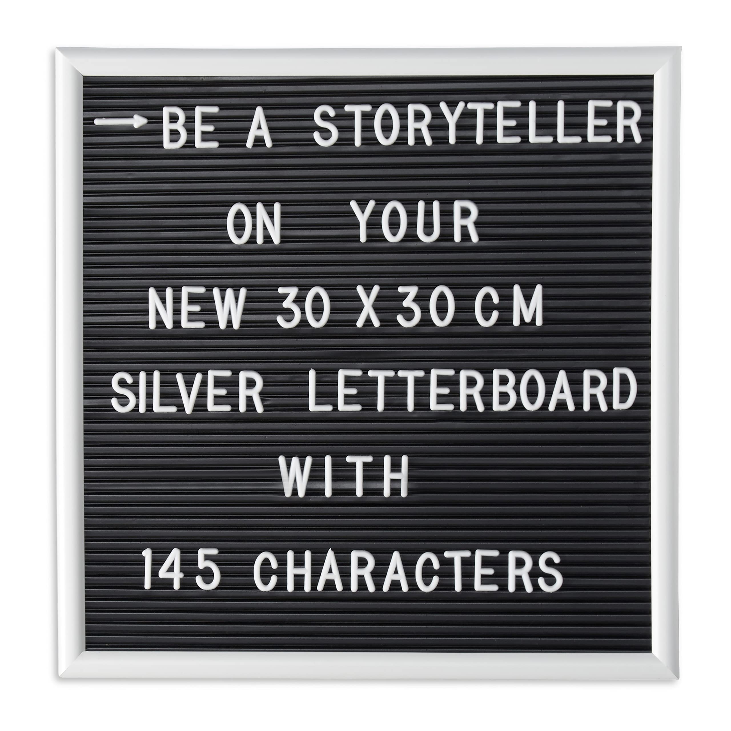 Relaxdays Framed Letter Board, Incl. 145 Letters, Numbers & Special Characters, Message Board, 30x30 cm, White