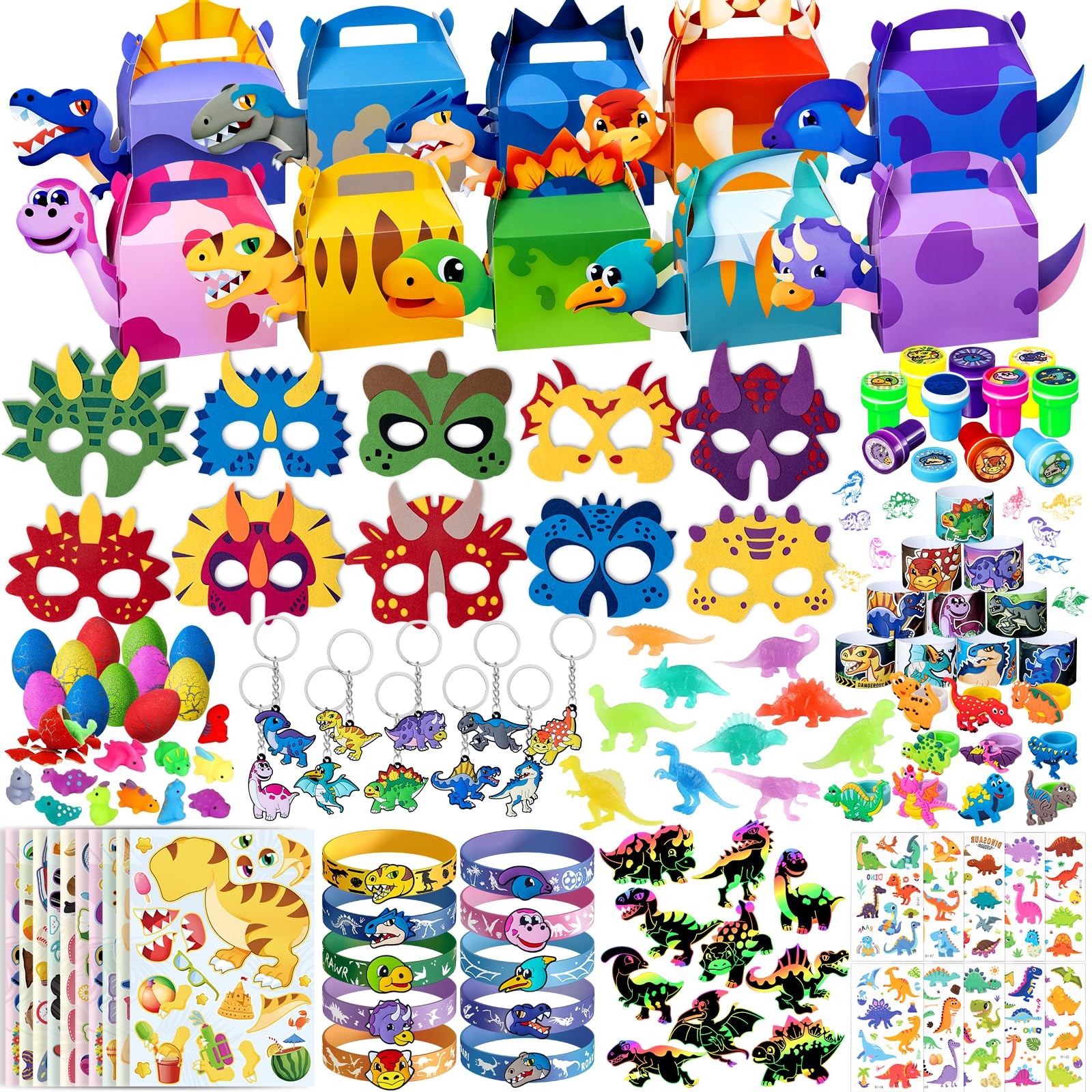 DMIGHT Dinosaur Party Favors, Dinosaur Birthday Party Supplies, Dinosaur Goodie Bags for Kids Birthday, Dino Gifts Bags Fillers Stuffers, Dinosaur Themed Party Toys