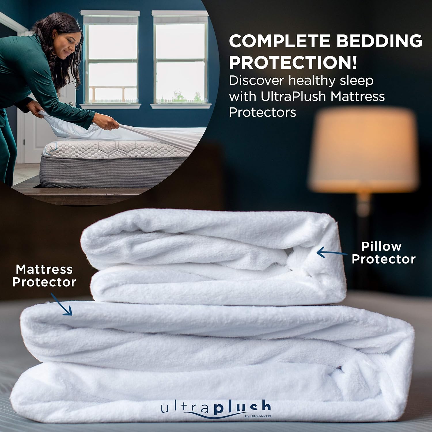 UltraPlush Premium Waterproof Pillow Protectors - Hypoallergenic and Bed Bug Proof Zippered Pillow Case - 2 Pack - Super Soft and Quiet (Standard Size 20 inches x 26 inches): Home & Kitchen