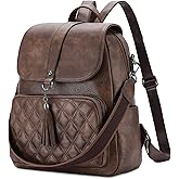 VX VONXURY Backpack Purse for Women Fashion Anti-Theft PU Leather Backpack Shoulder Bag Convertible 2 Ways for Travel Work,Coffee