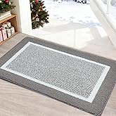 REFETONE Indoor Doormat, Front Back Door Mat 24"x36" Absorbent Rubber Backing Non Slip Door Mats, Machine Washable Low-Profile Entry Rug, Resist Dirt Inside Floor Mat Door Rugs for Entryway, Grey