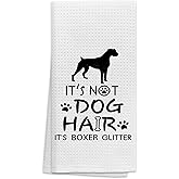 OHSUL It’s Not Dog Hair It’s Boxer Glitter Absorbent Kitchen Towels Dish Towels Dish Cloth,Funny Boxer Dog Hand Towels Tea Towel for Bathroom Kitchen Decor,Dog Lovers Girls Gifts