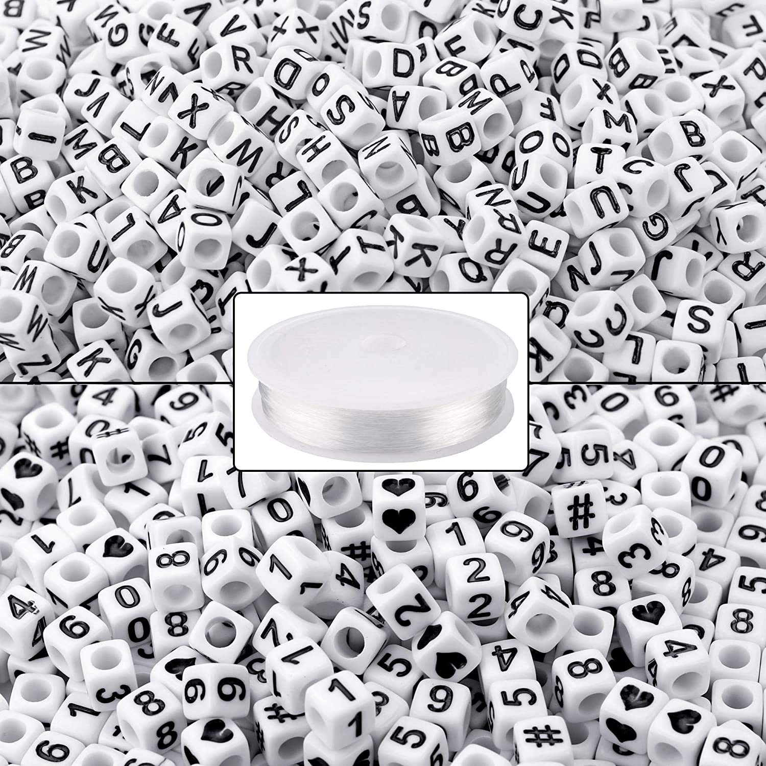 Augshy 1000pcs 6mm Square White Acrylic Letter Beads for Jewelry Making, DIY Crafting & Personalized Gifts — image 1