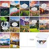 Motiskyy 36 Set Religious Christian Thank You Cards with Scripture and Envelopes Bible Verse Blessings Cards of Appreciation 12 Landscape Designs 4 x 6 Inch