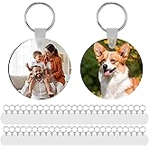 Merkisa 150 Pcs Sublimation Keychain Blanks – Double-Sided Heat Transfer Blanks 50 Set with Rings & Clips, Clear Film– DIY Bulk Blank Keychains for Crafts, Personalized Gifts (Round)