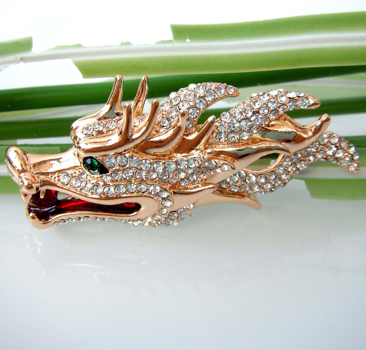 Navachi 18k Gold Plated White Crystal Dragon Head Az7968b Brooch Pins - Image 4