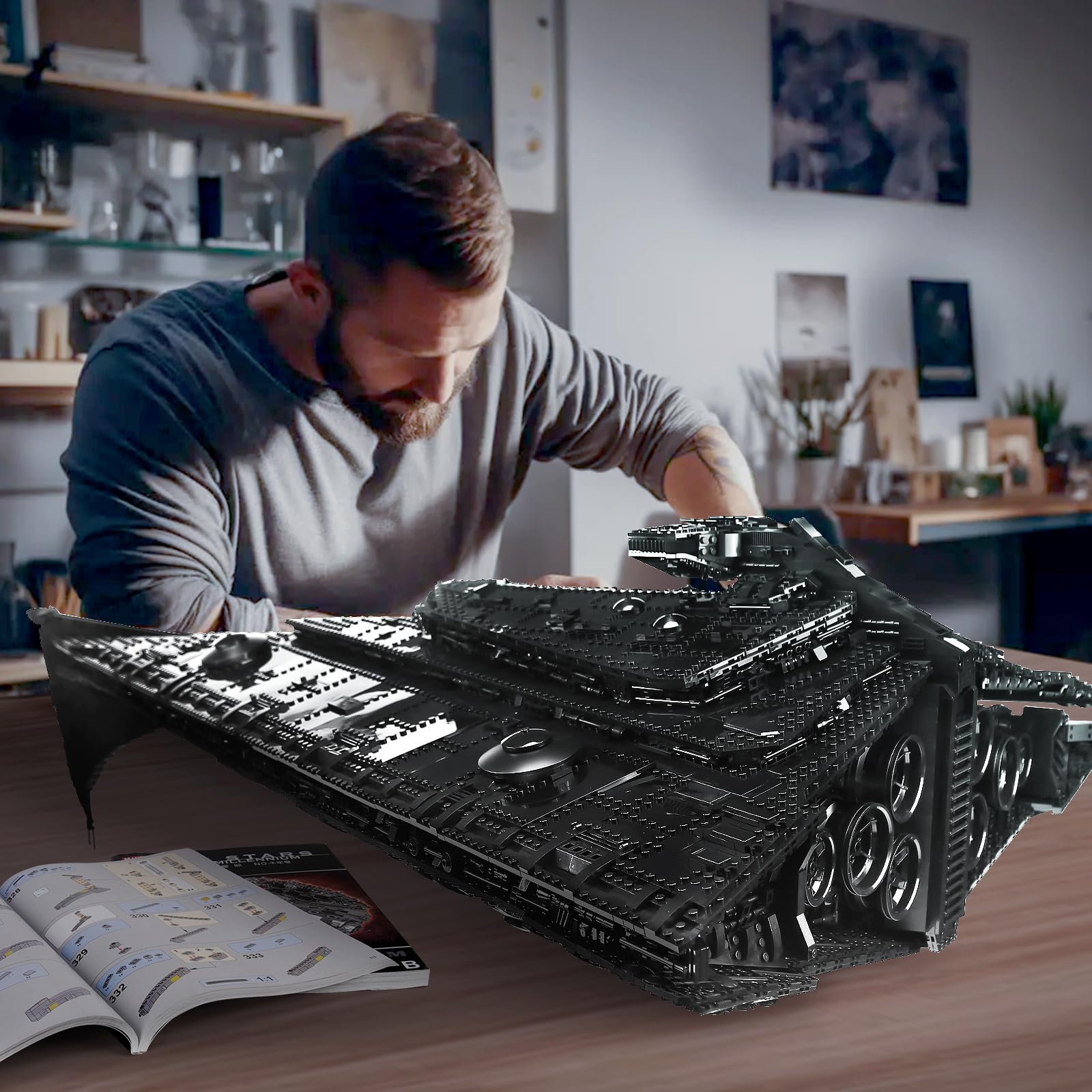 Mould King 21004 Technik Groß Sternenzerstörer Bausatz, Imperial Wing Fighter UCS Kollektion Series,Technologie Klemmbausteine Kompatibel mit MOC Super Star Destroyer Klemmbausteine Bausatz 6