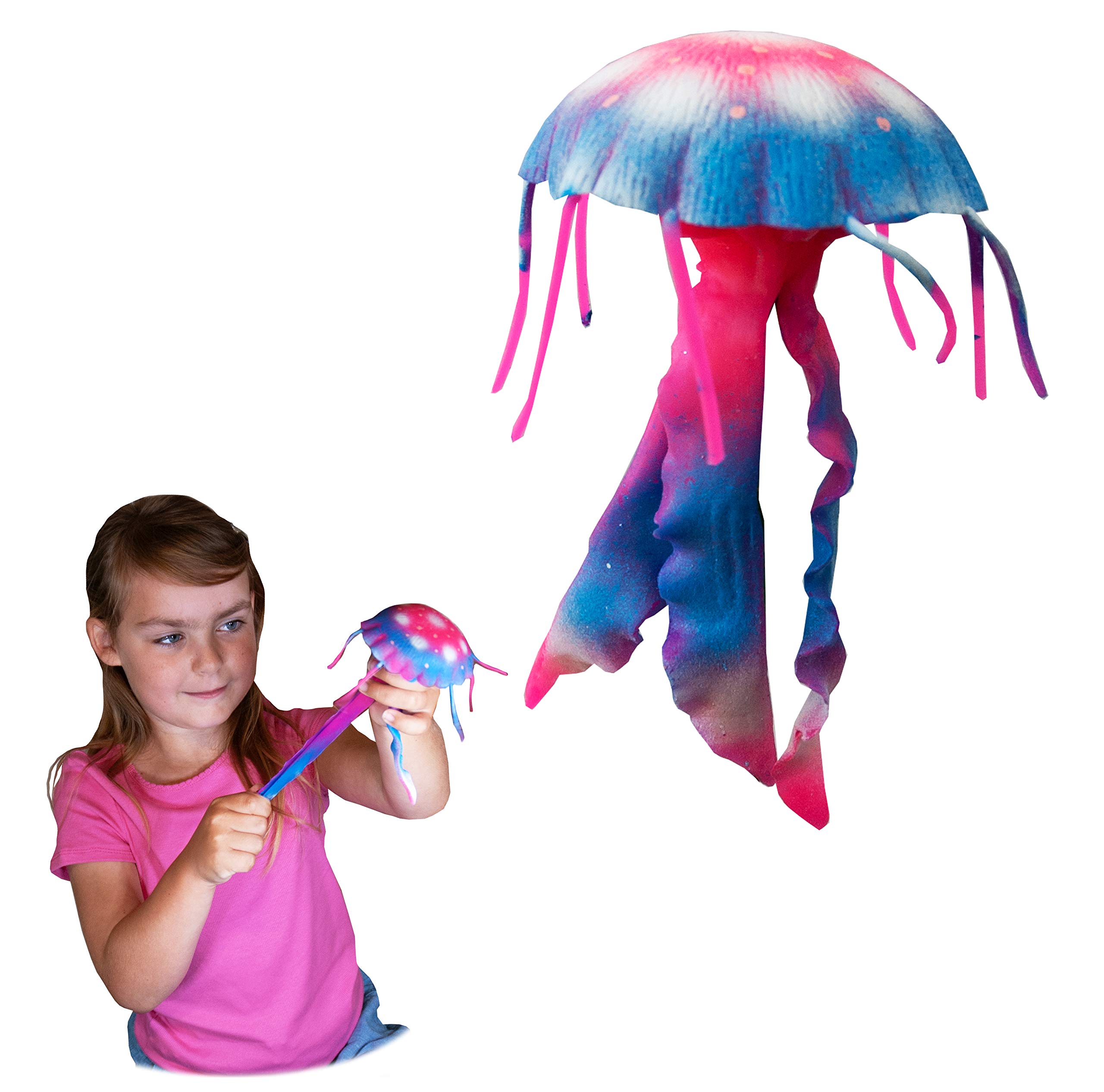 Rep Pals - Stretchy Jellyfish Toy by Deluxebase. Animal Shaped Squishy Sensory Fidget Toys, Stress Relief Squeeze Figure, Soft Flexible Rubber, Fun Fantasy Gift for Kids