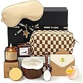Golray Spa Gift Set for Women, Brown Relaxing Bath Gift with Coconut Mug & Coffee Soap, Women Care Package Get Well Soon Gift, Unique Mothers Day Gifts Idea for Mom Her Friends Sister Wife