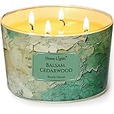 HomeLights Balsam Cedarwood Scented Candles | 18oz Soy Candles Industrial Chic 4-Wick Large Candle Jars | Ideal Candle Gifts for Events, Home Decor Stress, Relief & Relaxation