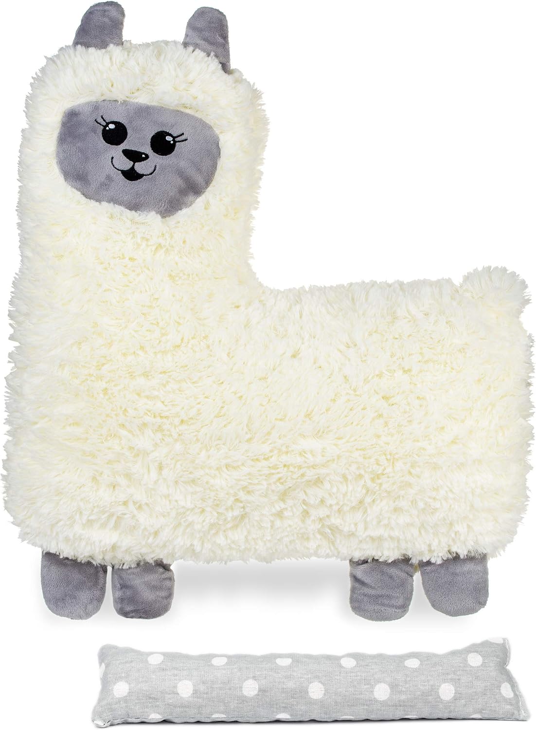 Froster Hugpaca - Heated Eco Alpaca, Thermal Huggable Pillow, Gift for Women Warming Soft Llama, Ecru, 40 x 37 cm