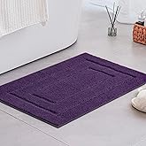 GRANNY SAYS Bathroom Rugs Non Slip Washable, Soft Bath Mats for Bath, 16" x 24", Super Absorbent Bath Mat Small Rug, Shaggy Bathroom Floor Mat, Tub and Shower, Purple