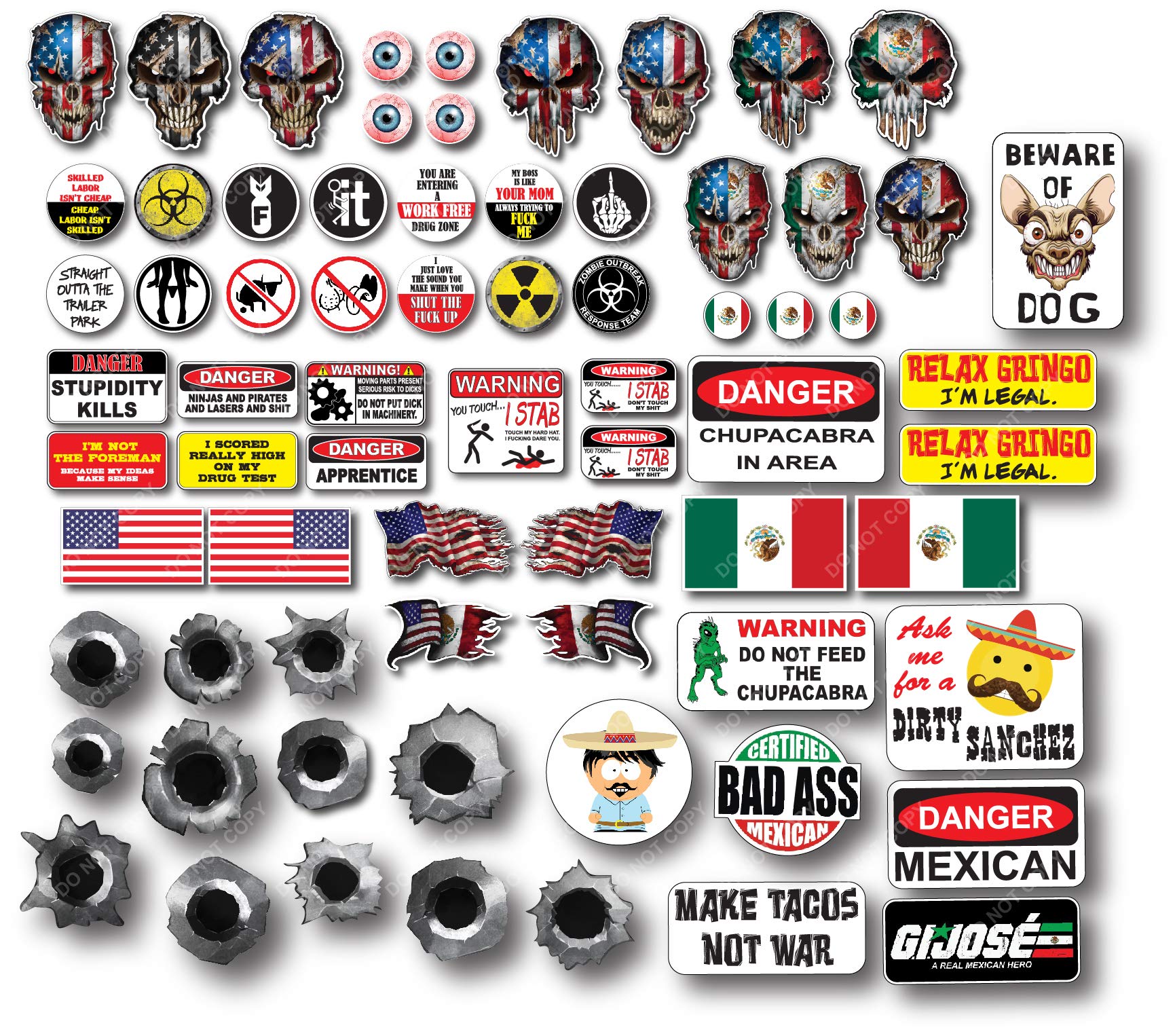 71 Pack of Mexican American Edition Crude Humor