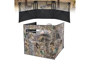 Phoncoo See Through Hunting Blind, 3/4 Panel Ground Blinds for Deer Hunting with Carrying Bag, Pop Up Camouflage Panel Blind Tent for Deer Duck Turkey Hunting