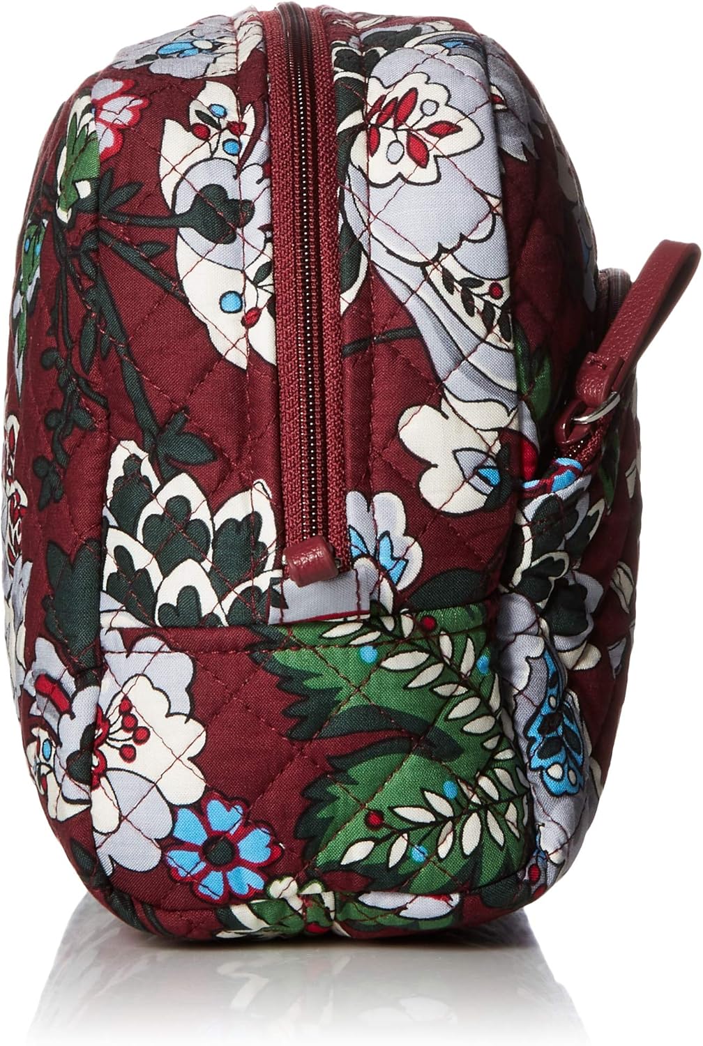 Vera Bradley Women's Signature Cotton Large Cosmetic Makeup Bag, Bordeaux Blooms, One Size: Clothing