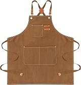 Berkelen Chef Apron - Water Resistant Cotton Canvas, Adjustable, Brown view 1