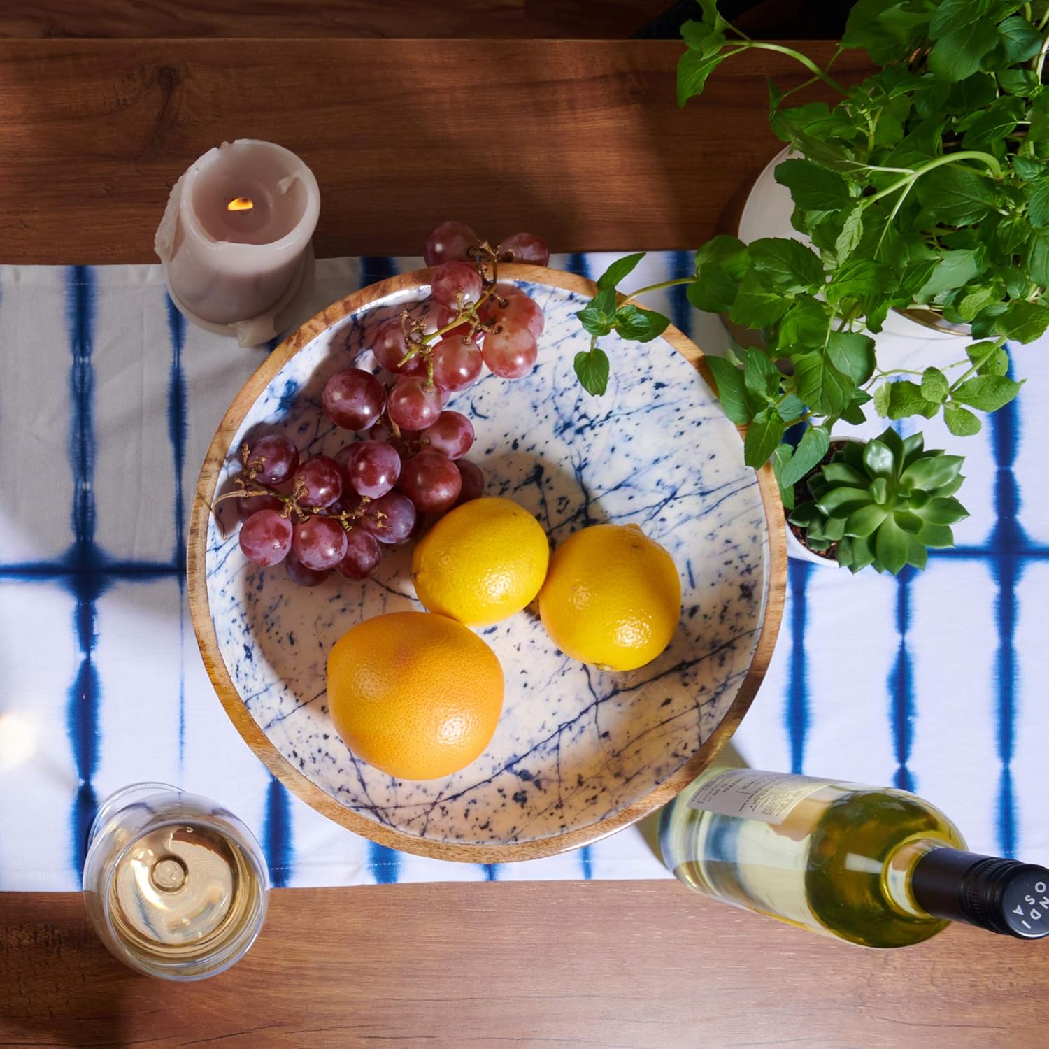 Folkulture Table Runner 14 x 72 inch with Tassels, Boho Table Runner for Farmhouse Style Table Décor or Modern Kitchen Decor, 100% Cotton, Navy Blue Shibori: Home & Kitchen