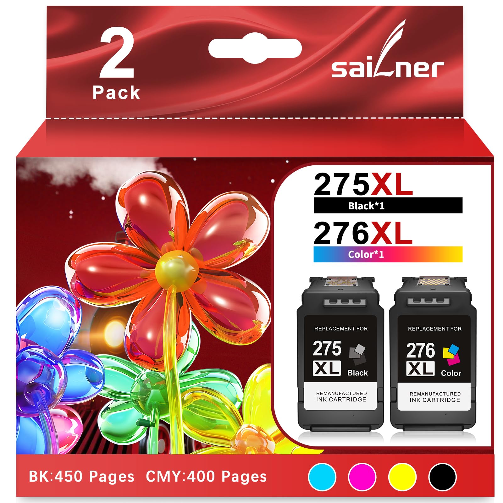 Photo 1 of 275XL 276XL Ink 275 and 276 Replacement for Canon 275 and 276 Ink Cartridges Cannon Ink 275 276 Combo Pack Pixma TS3722 TR4720 TR4700 TS3522 TS3700 TR4722 TS3500 TS3522 Printer PG-275 CL-276 XL