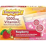 Emergen-C (30 Count, Raspberry Flavor, 1 Month Supply) Dietary Supplement Fizzy Drink Mix with 1000mg Vitamin C, 0.32 Ounce P