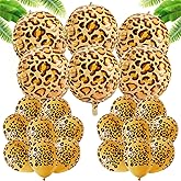 BruinBang 31PCS Cheetah Balloons Set with 6 Pcs 22 Inch Cheetah Print Aluminum Foil Balloons & 25 Pcs Leopard Spots Latex Balloon for Wildlife Animal Zoo Jungle Safari Themed Birthday Party Decoration