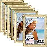 Icona Bay 5x7 Picture Frames (Gold, 6 Pack), Beautifully Detailed Molding, Contemporary Picture Frame Set, Wall Mount or Table Top, Inspirations Collection
