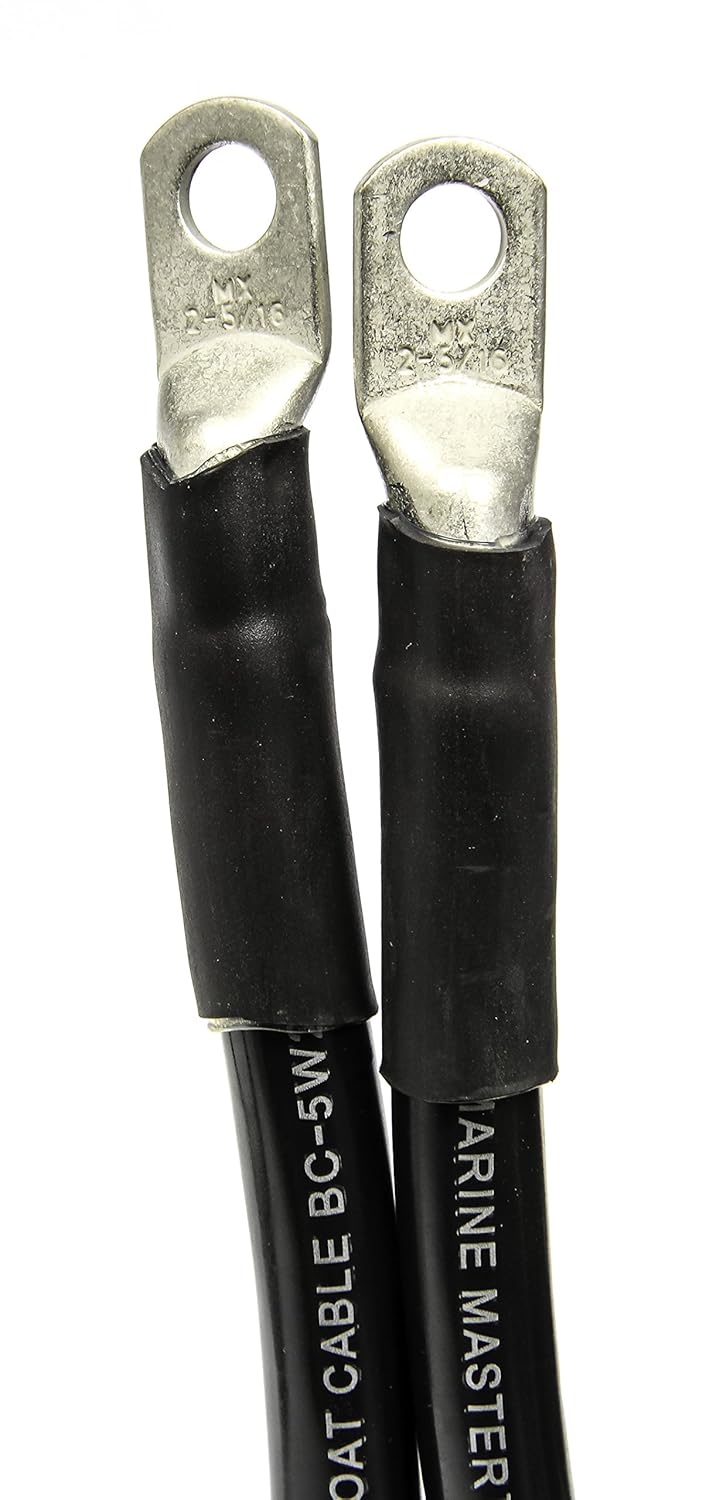 Camco 47443 Black 5/16 Stud 12 Long 4Gauge Marine Battery Cable and