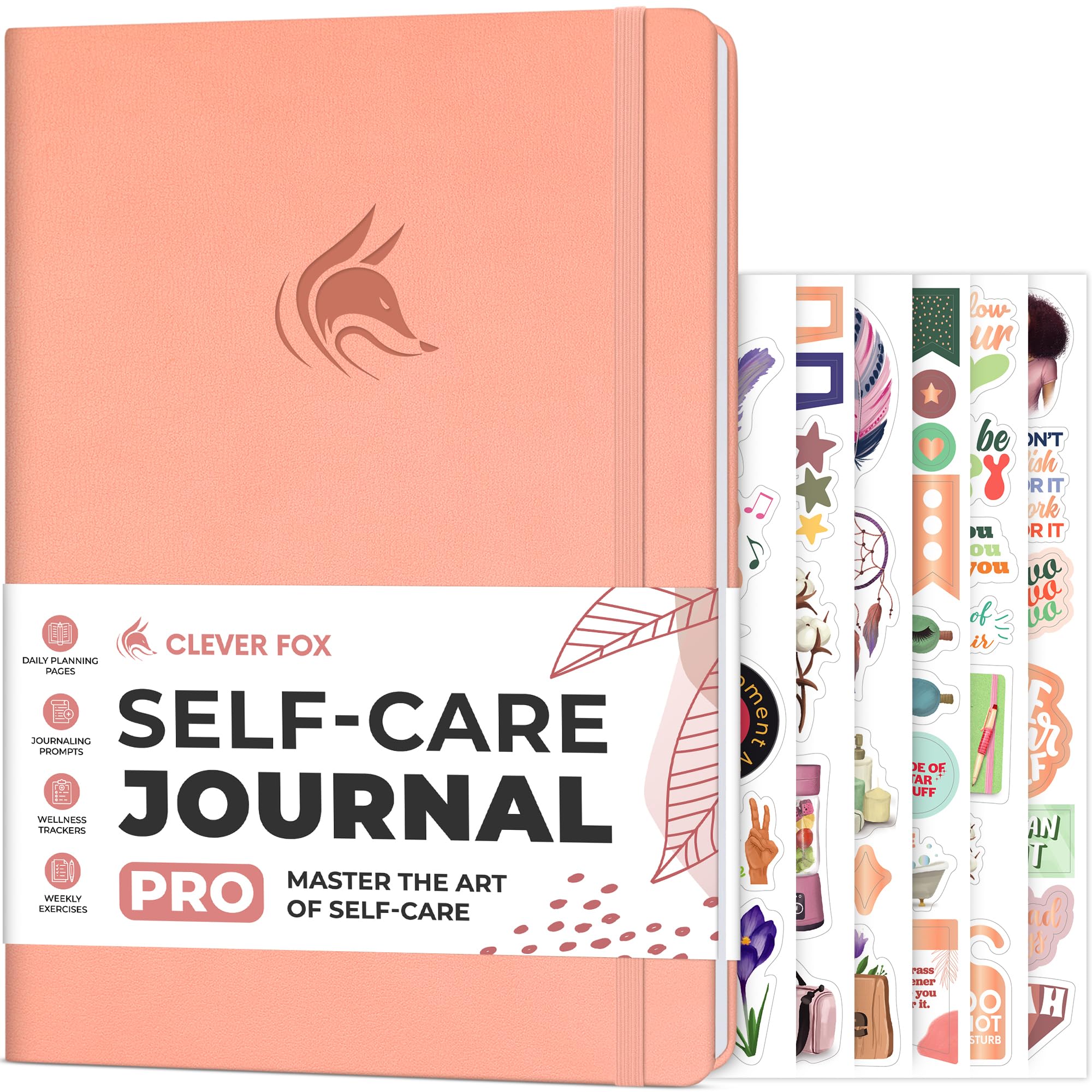Clever Fox Self-Care Journal PRO – Wellness & Daily Reflection Notebook – Mental Health, Meditation & Mood Journal for Women, 18 x 25.5cm (Peach Pink)
