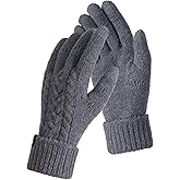 TRENDOUX Merino Wool Womens Winter Gloves Folding Cuffs Touchscreen Soft Skin-Friendly Jacquard Thin Knit Warm Glove