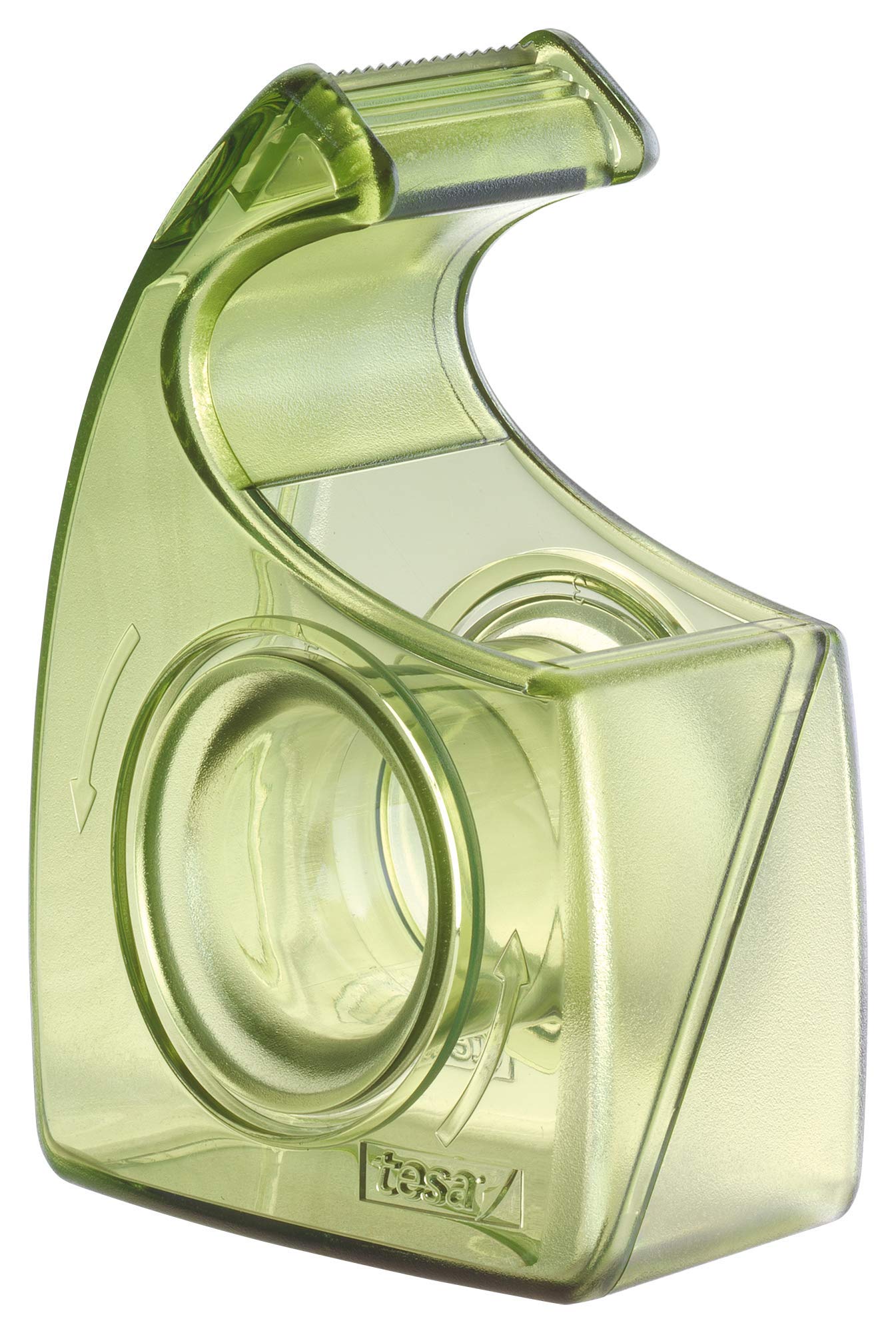 tesa Hand Dispenser Easy Cut Recycled - Ergonomic Hand Dispenser - housing 100% Recycled Plastic from Production residues - Green - up to 10 m x 19 mm