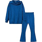 LecGee Kid Girl Clothes Fall Long Sleeve Hoodie Sweatshirt Flared Pants Set Casual 2 Piece Bell Bottom Outfits Tracksuit