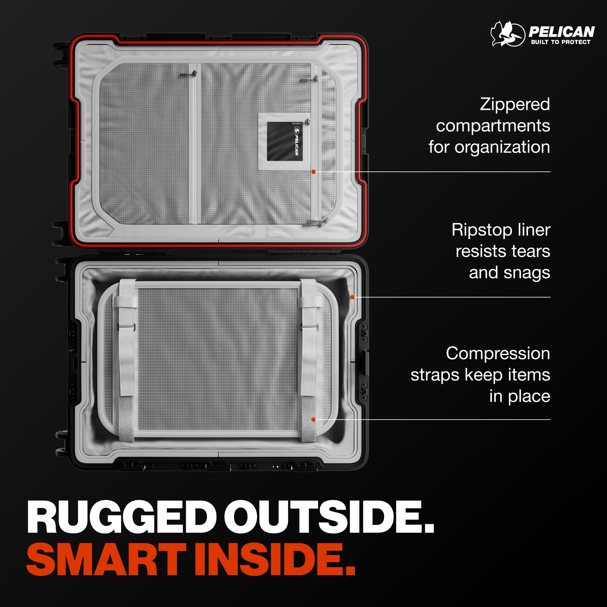 Pelican ATX Luggage Hard Case Luggage with Wheels - Waterproof Hardshell - Medium Size (25 Inch) Check-In Suitcase (Black)