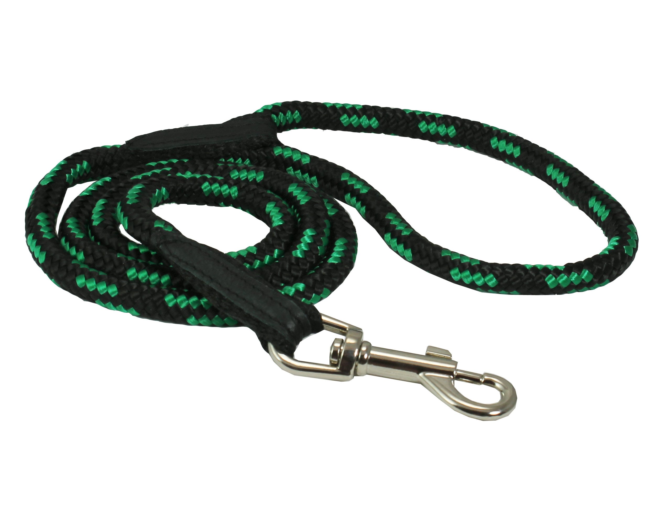 Dogs My Love 6ft Long Braided Rope Dog Leash Green with Black 6 Sizes (Medium: 6ft Long; 3/8 Diam (10mm)) — image 1