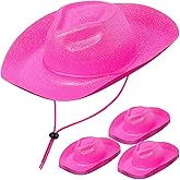 Shyyween 12Pcs Western Cowgirl Hats Bulk 2026 Sparkly Cowboy Hats Plastic Neon Glitter Cowboy Party Hat for Adults Men Women