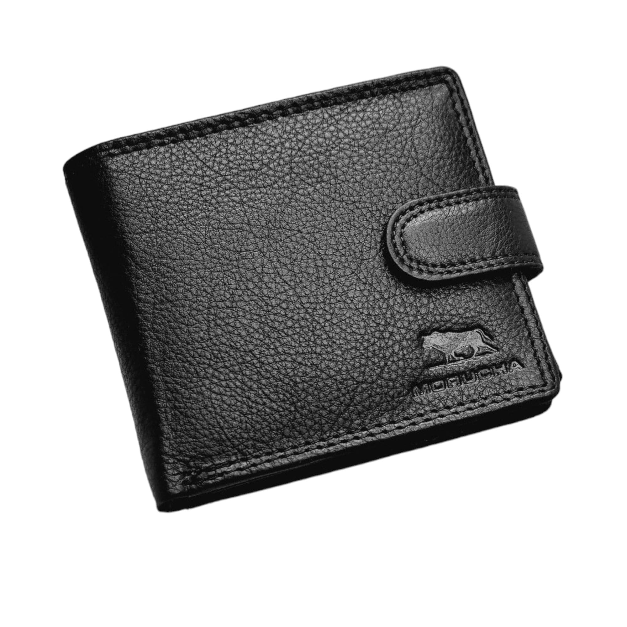 MORUCHA Black RFID Blocking Leather Wallet for Men I 6 Credit Card Slots I 2 Currency Compartments I 1 Coin Pocket I 1 ID Card Holder Wallet #M25