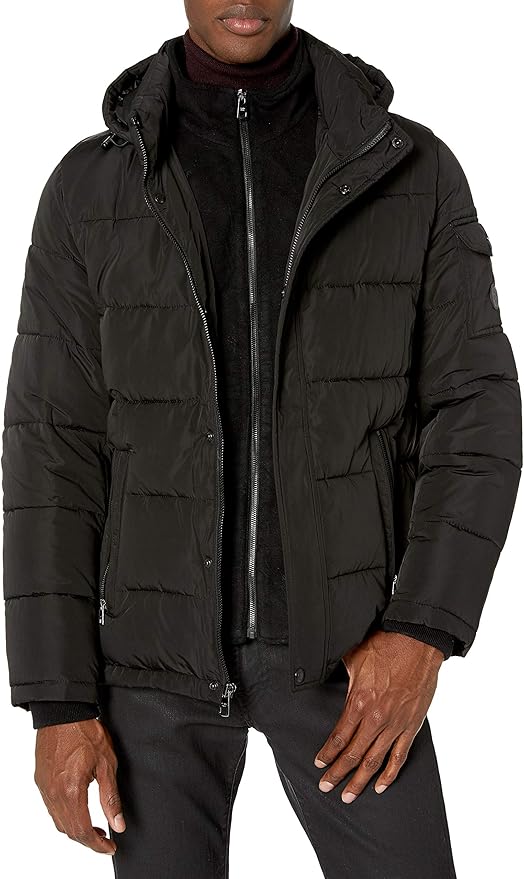 Calvin Klein mens Alternative Down Puffer Jacket With Bib & Hood
