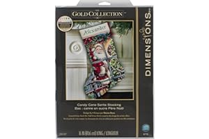 Dimensions Needlecrafts Counted Cross Stitch, Candy Cane Santa Stocking kit (8778)