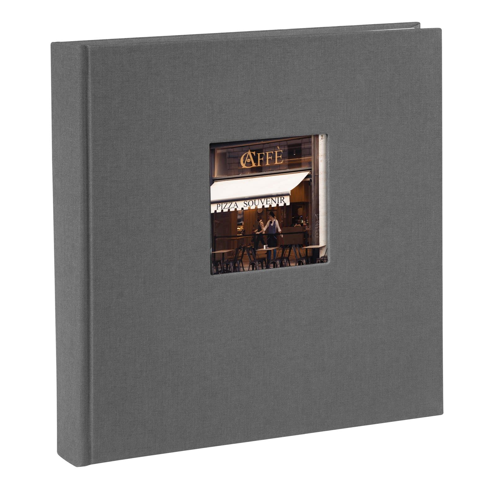 goldbuch Bella Vista Grey 24 825 Photo Album with Picture Cut-Out, Memory Album in Format 25 x 25 cm, Photo Album 60 White Pages with Glassine Dividers, Photo Book with Linen Cover, Anthracite