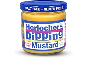 HERLOCHER'S DIPPING MUSTARD Herlocher’s Dipping Mustard – Sweet & Tangy Mustard Dip, 8 oz Jar | Gluten-Free, Salt-Free, Fat-Free | Perfect Pretzel & Snack Dip | Made in USA