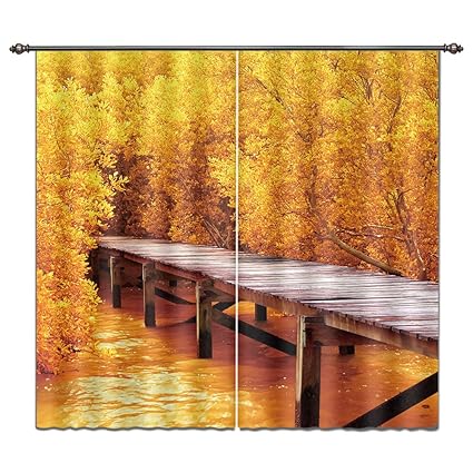 Amazon Com Lb Nature Scenery Lanscape Autumn River 3d Window