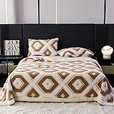 LEVINIS Boho Sherpa Fleece Blanket 80'' × 90'', Ultra Soft Aztec Queen Blankets for All Season, Cozy, Plush, Bohemian Throw Blanket for Bed/Couch/Sofa/Office/Camping, Camel