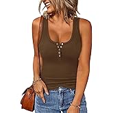 BTFBM 2026 Spring Tops for Women Summer Scoop Neck Ribbed Henley Button Sleeveless Casual Basic Tank Top Clothes Outfits