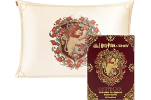 Kitsch x Harry Potter Gryffindor Satin Pillowcase with Zipper – Double-Sided Crest Design – Better Than Silk Pillowcase – Perfect for Kids Rooms & Toddler Bed Time Pillow Case –Queen/Standard 19x26