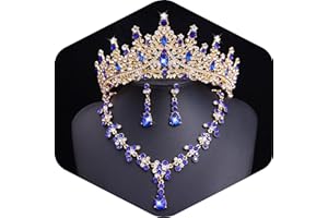 Feltent Tiaras and Crowns Jewelry Set for Women Tiaras Earrings and Necklace for Wedding Rhinestone Crystal Bridal Jewelry Sets for Costume Birthday Party Prom Gifts