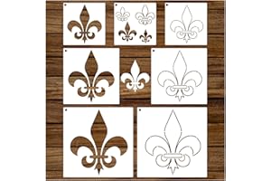 YHSLMH Fleur De Lis Stencils for Painting on Wood Canvas Paper Fabric Cookie Flower Paint Stencil for Crafts Kids Adult Art Projects Drawing Reusable Burning Pattern for Wall Decorating (Fleur de lis)